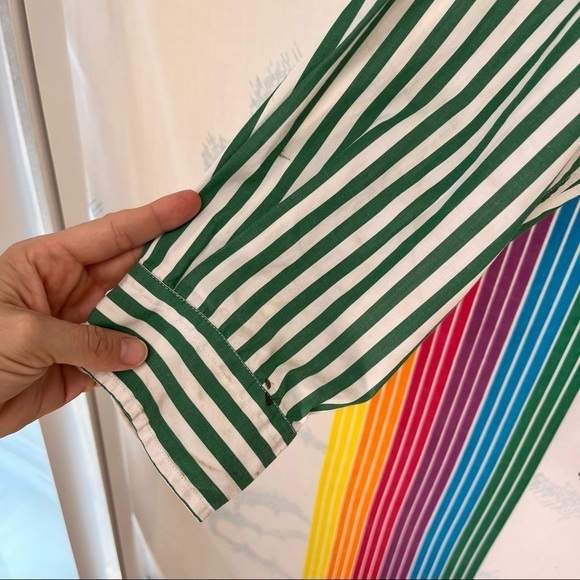 VINTAGE TOMMY HILFIGER colorblock stripe grandad collar oxford button down large - Picture 11 of 12